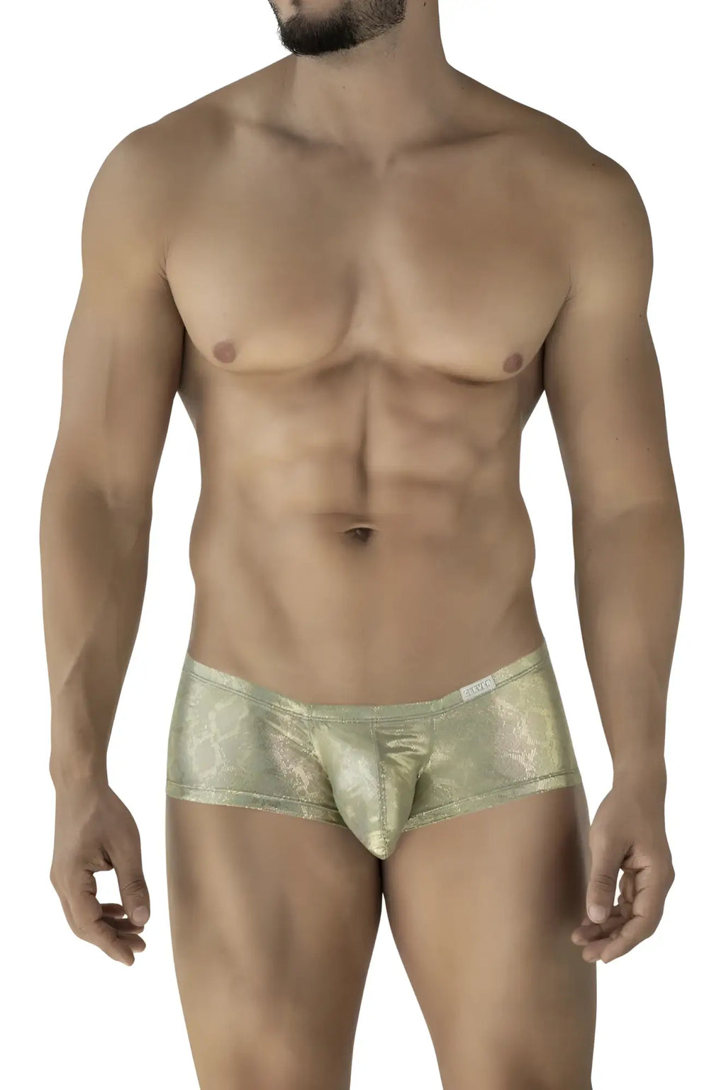 Gold metallic patterned briefs clever 2061 diamond trunks in gold color showcasing front view design