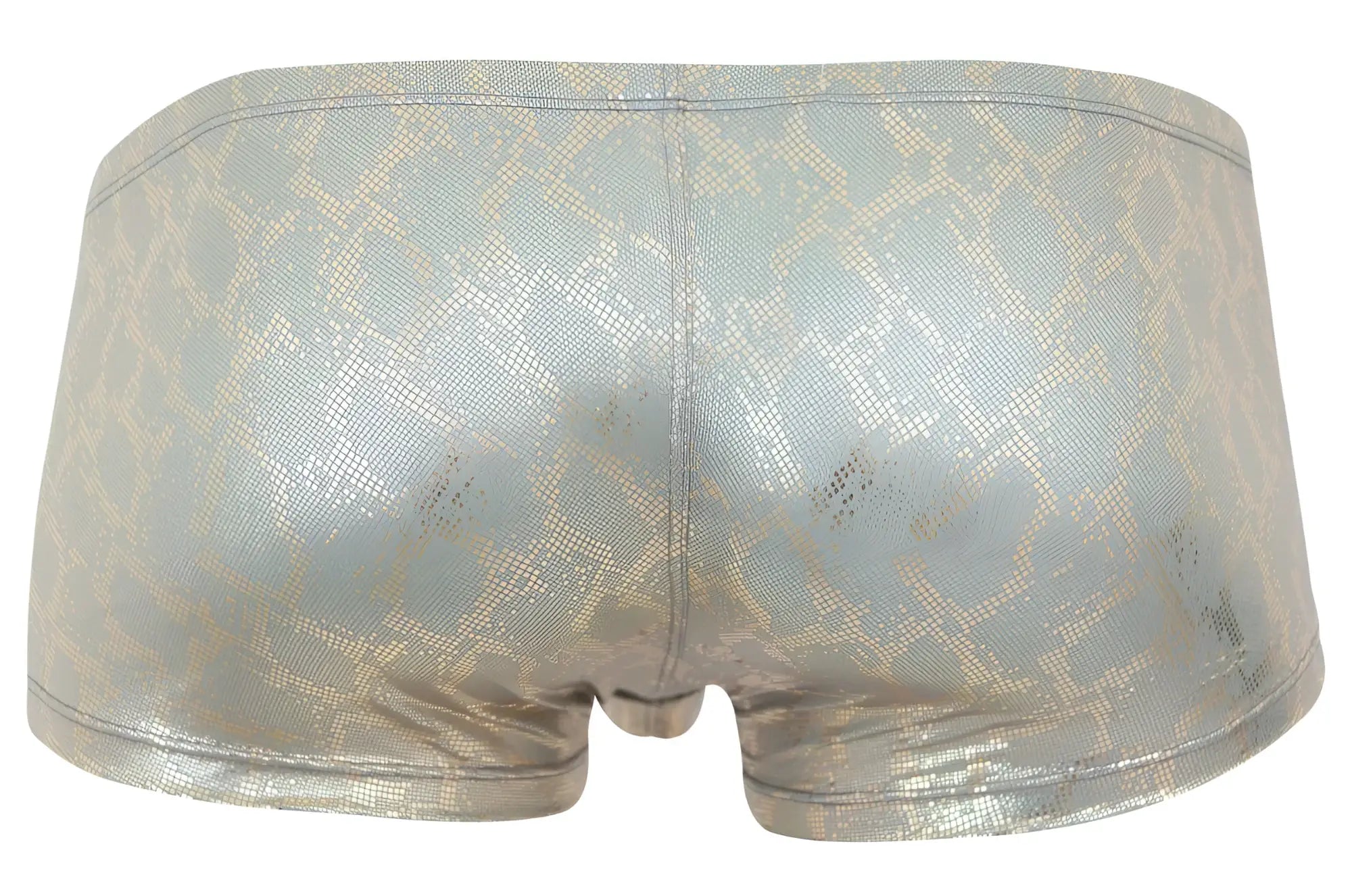 Cunning 2061 diamond trunks shiny metallic silver briefs with subtle gold snake scale pattern front view