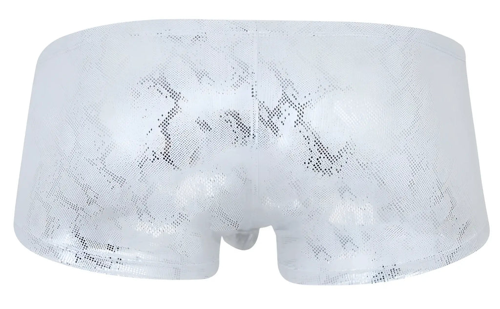 White lace-trimmed briefs with subtle silver snake pattern in clever 2061 diamond trunks color silver design