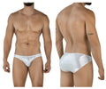 White lace trimmed mens briefs with subtle shimmering pattern in silver from clever 2062 diamond briefs collection