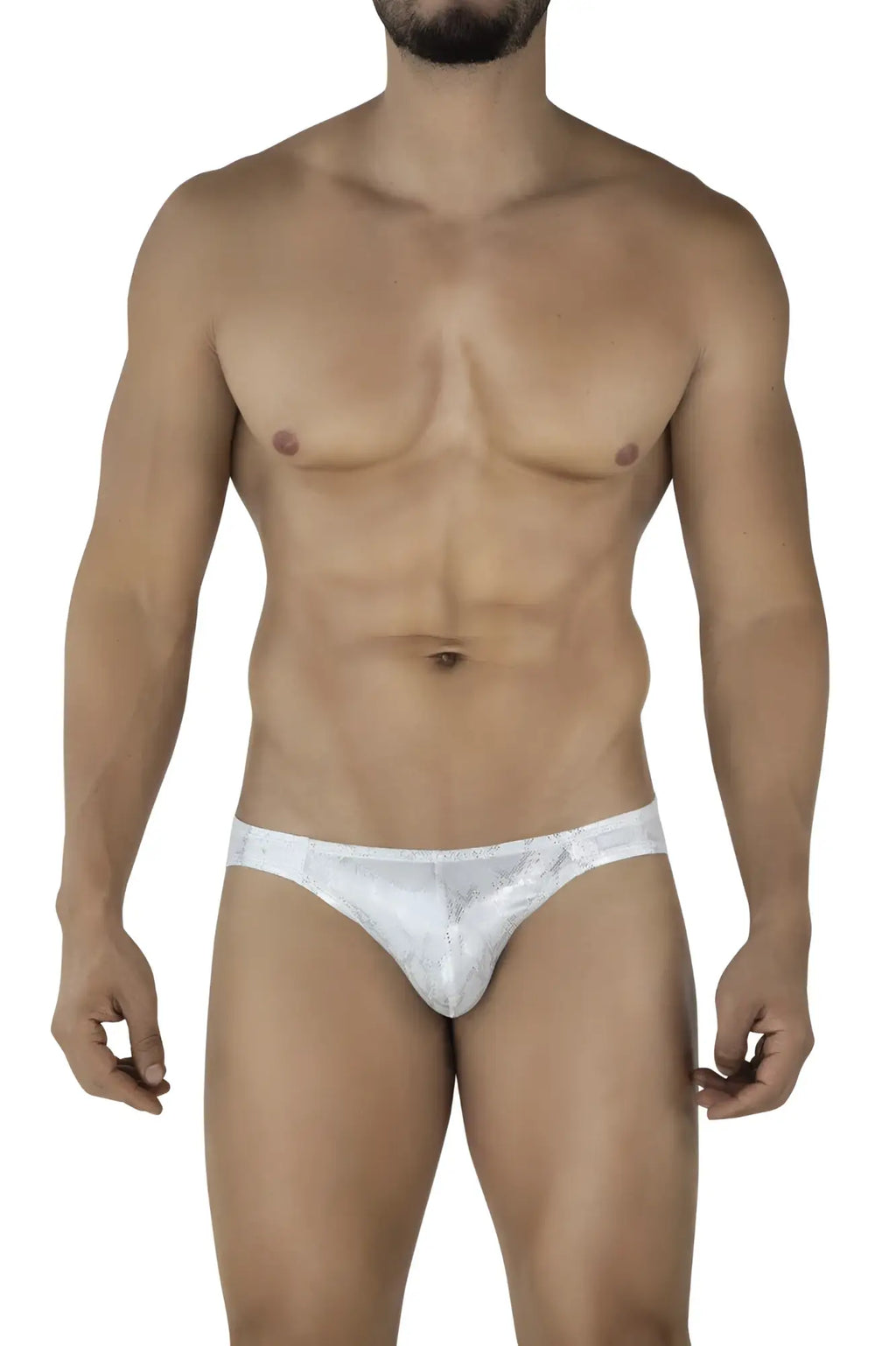 Silver clever 2062 diamond briefs with white lace trim and subtle pattern in lightweight fabric
