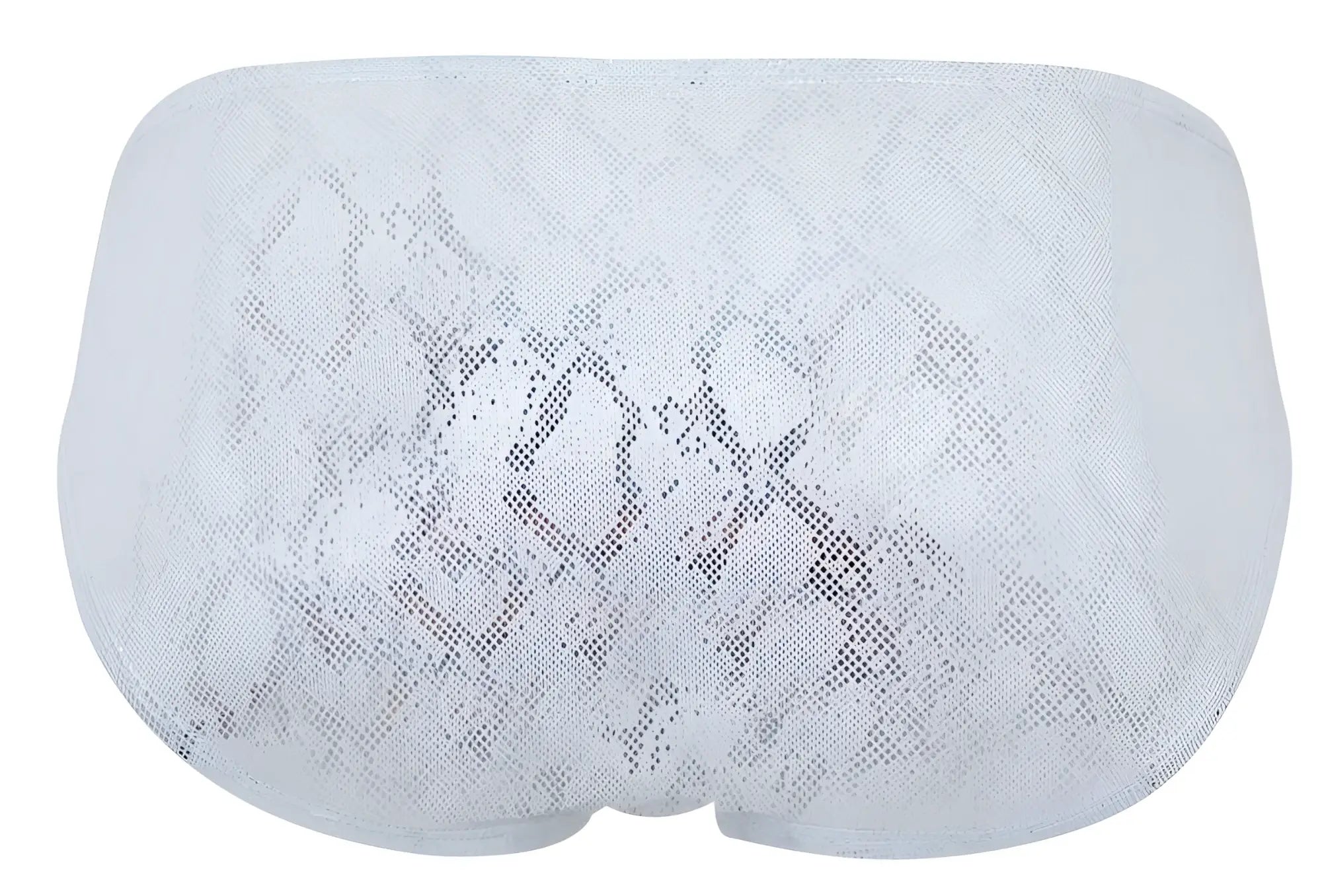 White lace clever 2062 diamond briefs in silver with a subtle snake print pattern shown from the back side