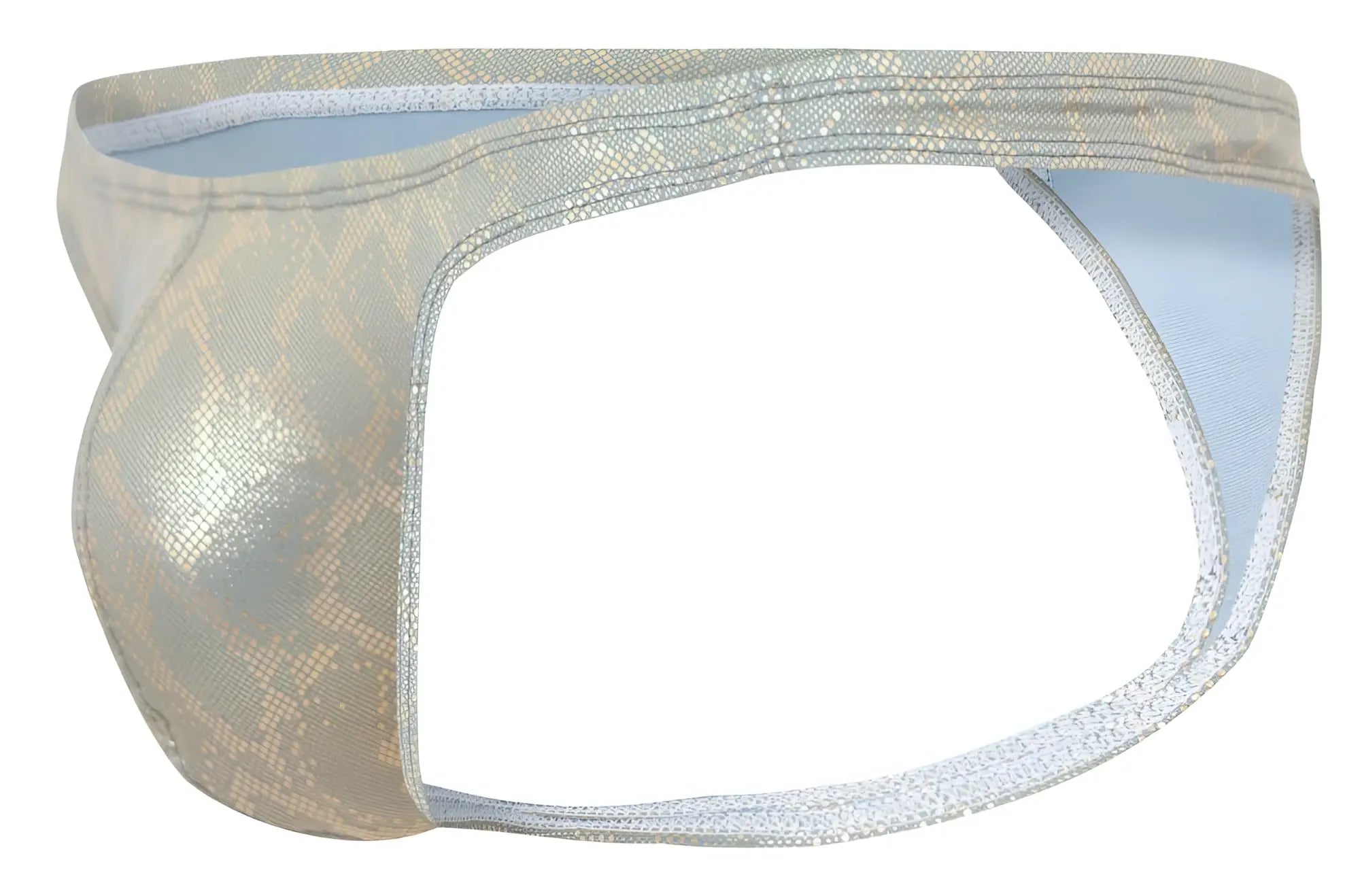 Clever 2063 diamond thongs gold shimmer silver snake print thong with light blue interior lining