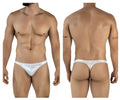 White lace thong with subtle diamond pattern in silver color from clever 2063 diamond thongs collection