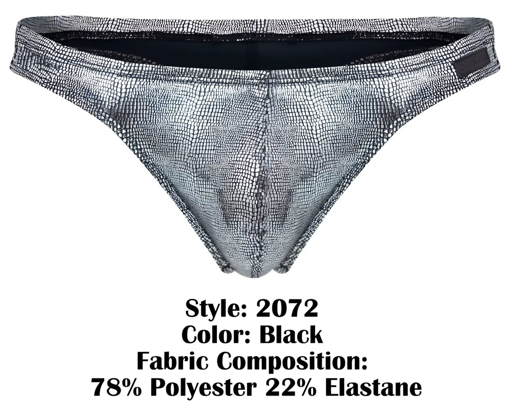 Silver metallic crocodile-patterned thong with black interior lining from clever 2072 sparkles thongs color black collection