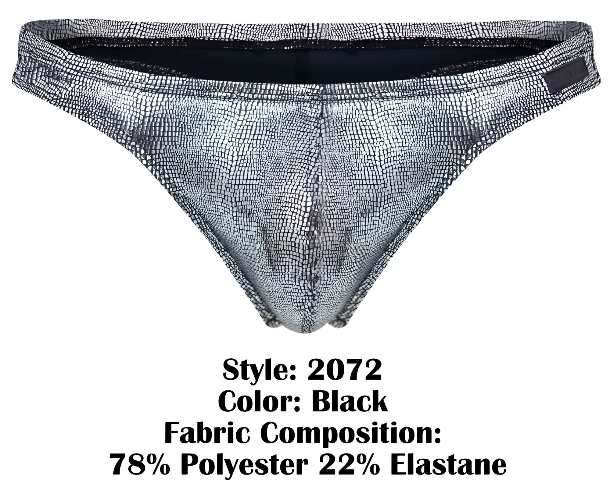 Silver metallic crocodile-patterned thong with black interior lining from clever 2072 sparkles thongs color black collection