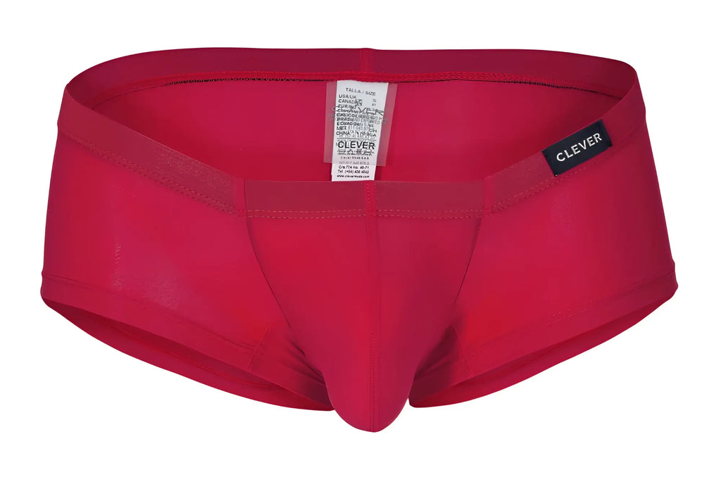 Red clever brand men’s briefs with smooth form-fitting fabric and elastic waistband from clever 229929 3pk trunks set