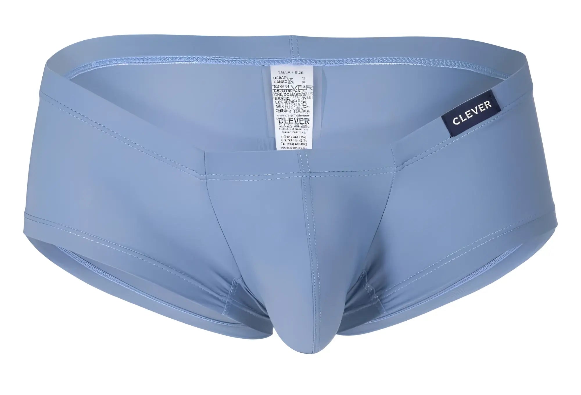 Light blue clever brand men’s briefs with smooth stretchy fabric and subtle seam design from clever 229929 3PK trunks