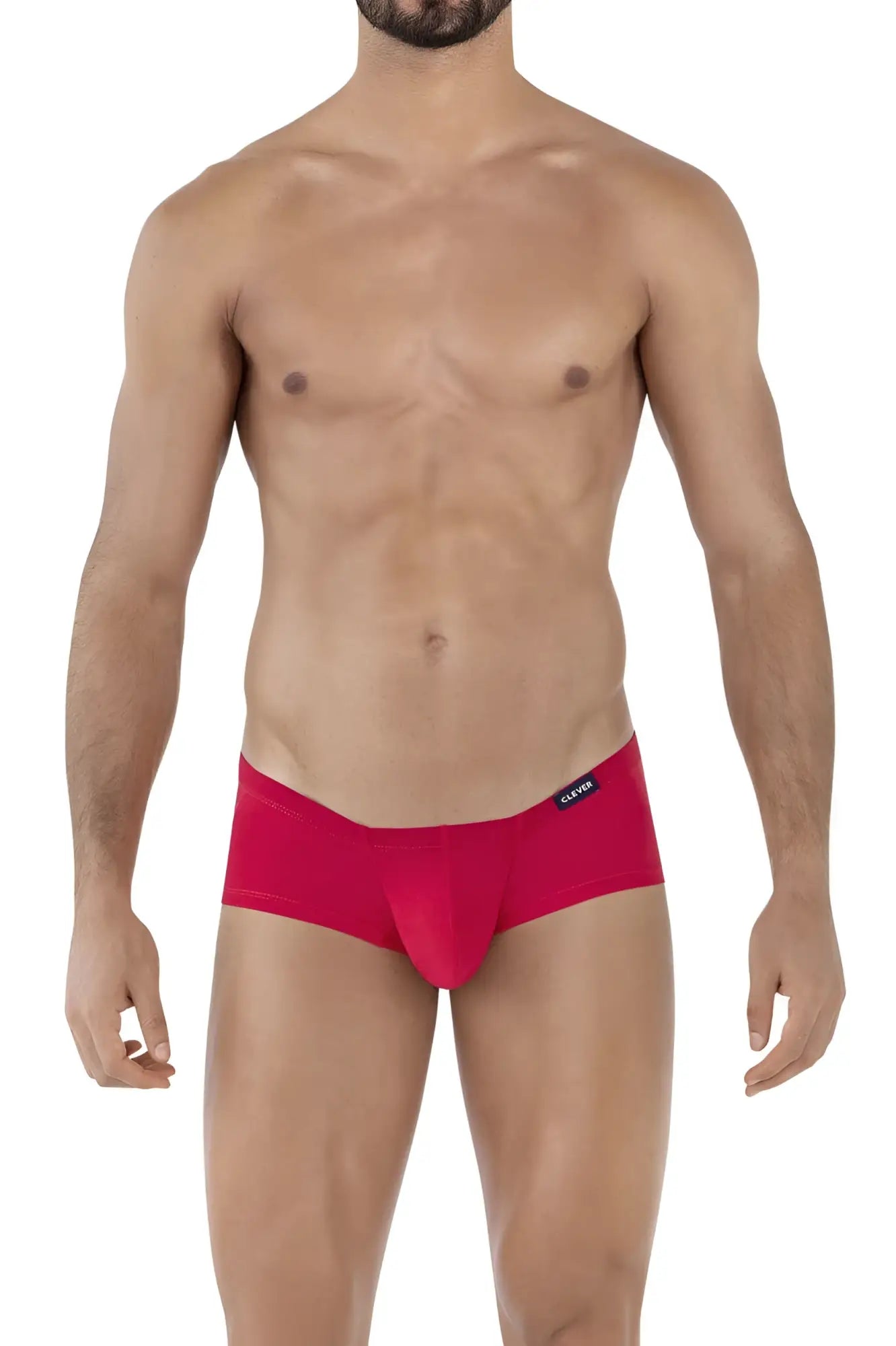 Red clever 229929 australian latin trunks men’s briefs with snug fit and black brand tag on waistband