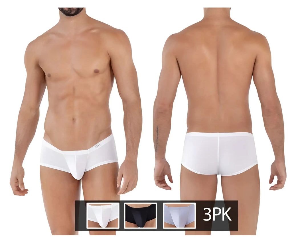 White clever 229930 3pk australian latin trunks briefs with smooth form-fitting design and subtle waistband logo