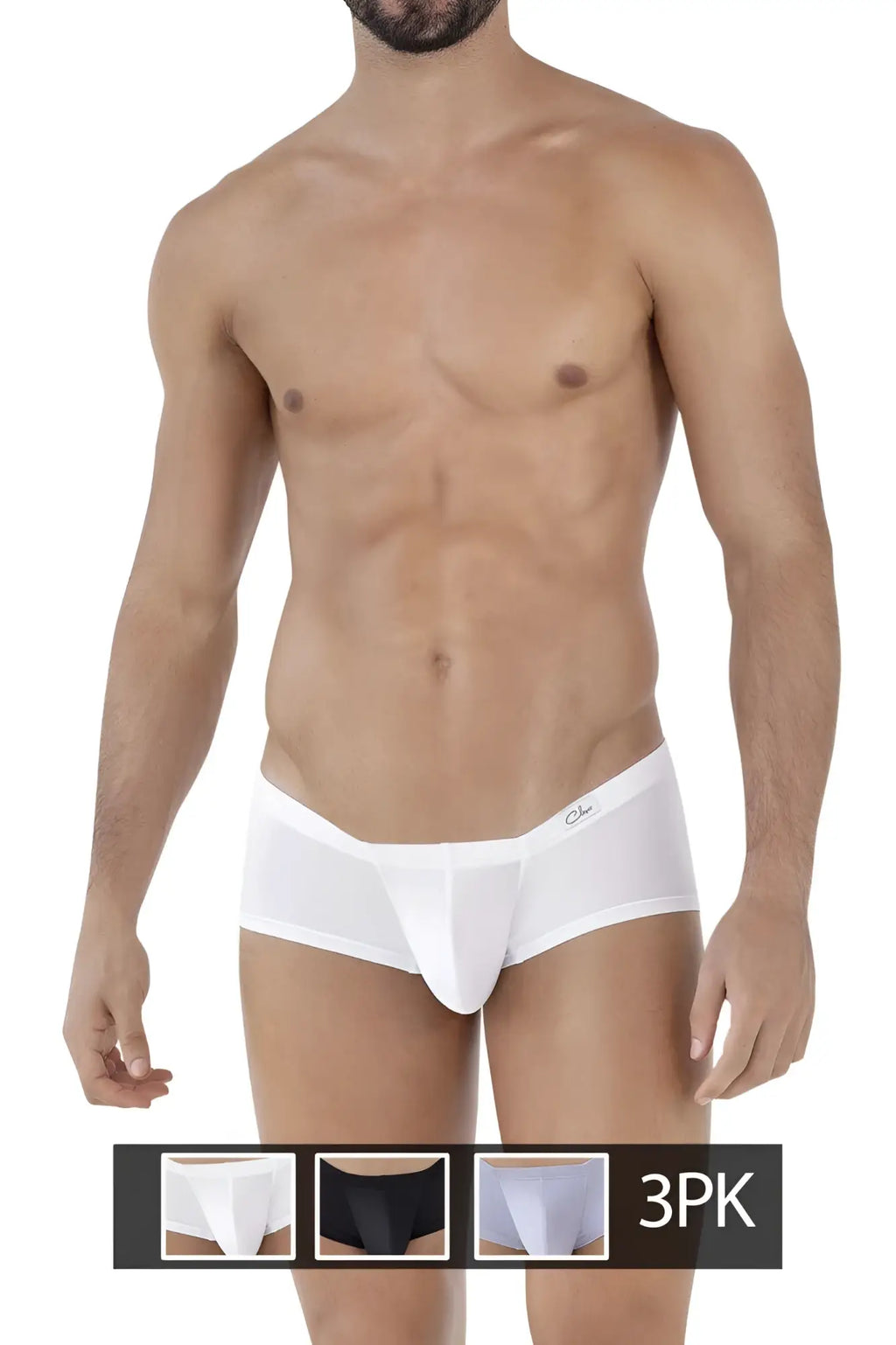 White clever 229930 3pk australian latin trunks briefs with smooth form fitting design and subtle logo waistband