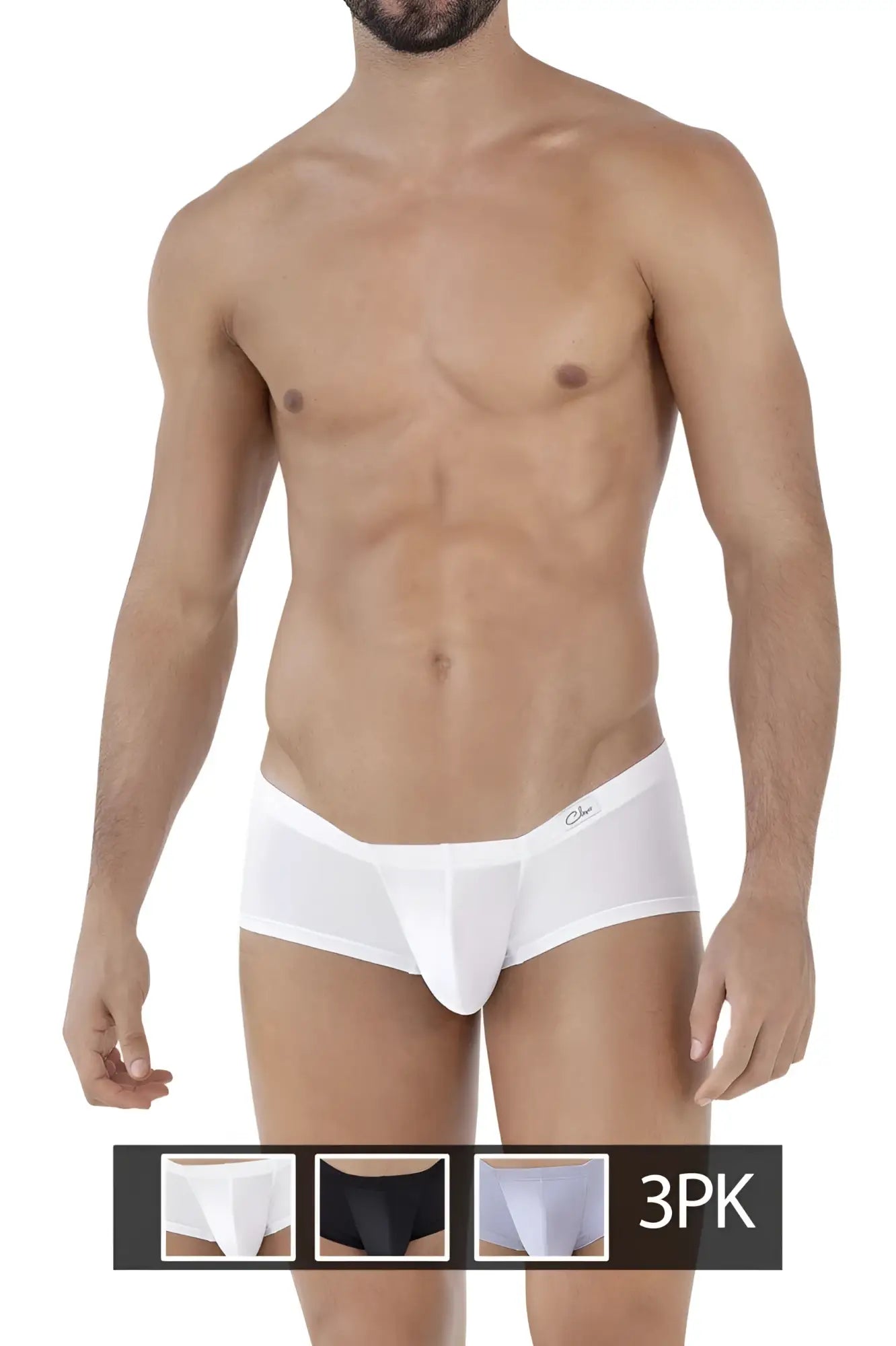 White clever 229930 3pk australian latin trunks briefs with smooth form fitting design and subtle logo waistband