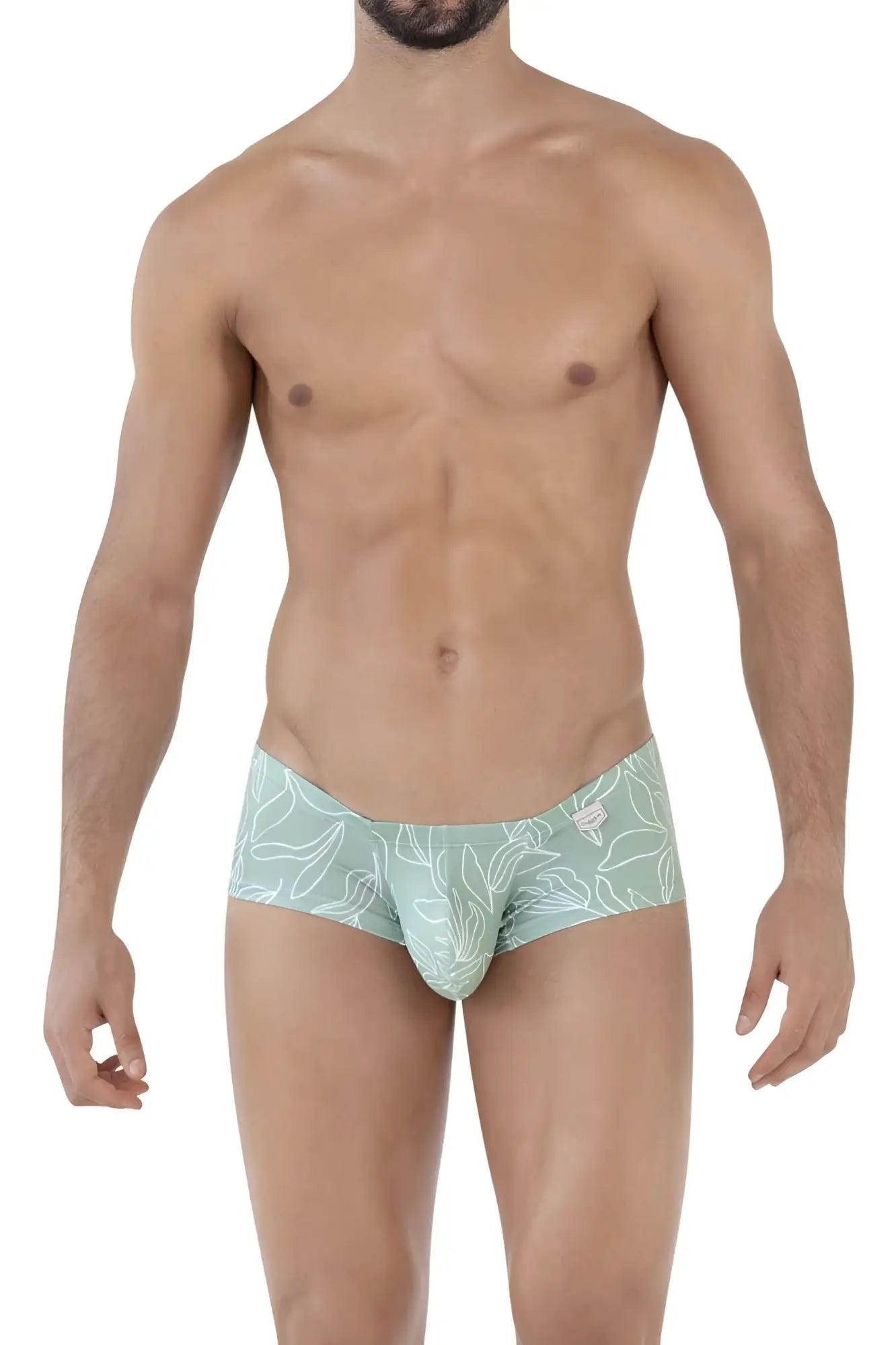 Light green clever 229934 men’s briefs with white leaf pattern from australian latin trunks 3pk in olive green color