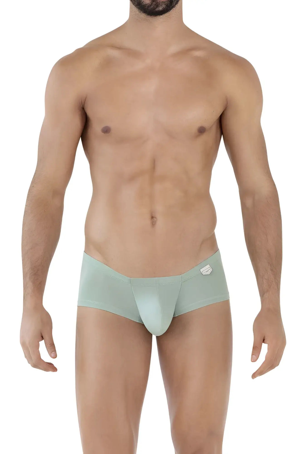 Light green seamless form-fitting men’s briefs with subtle brand logo on the waistband from clever 229934 3PK trunks