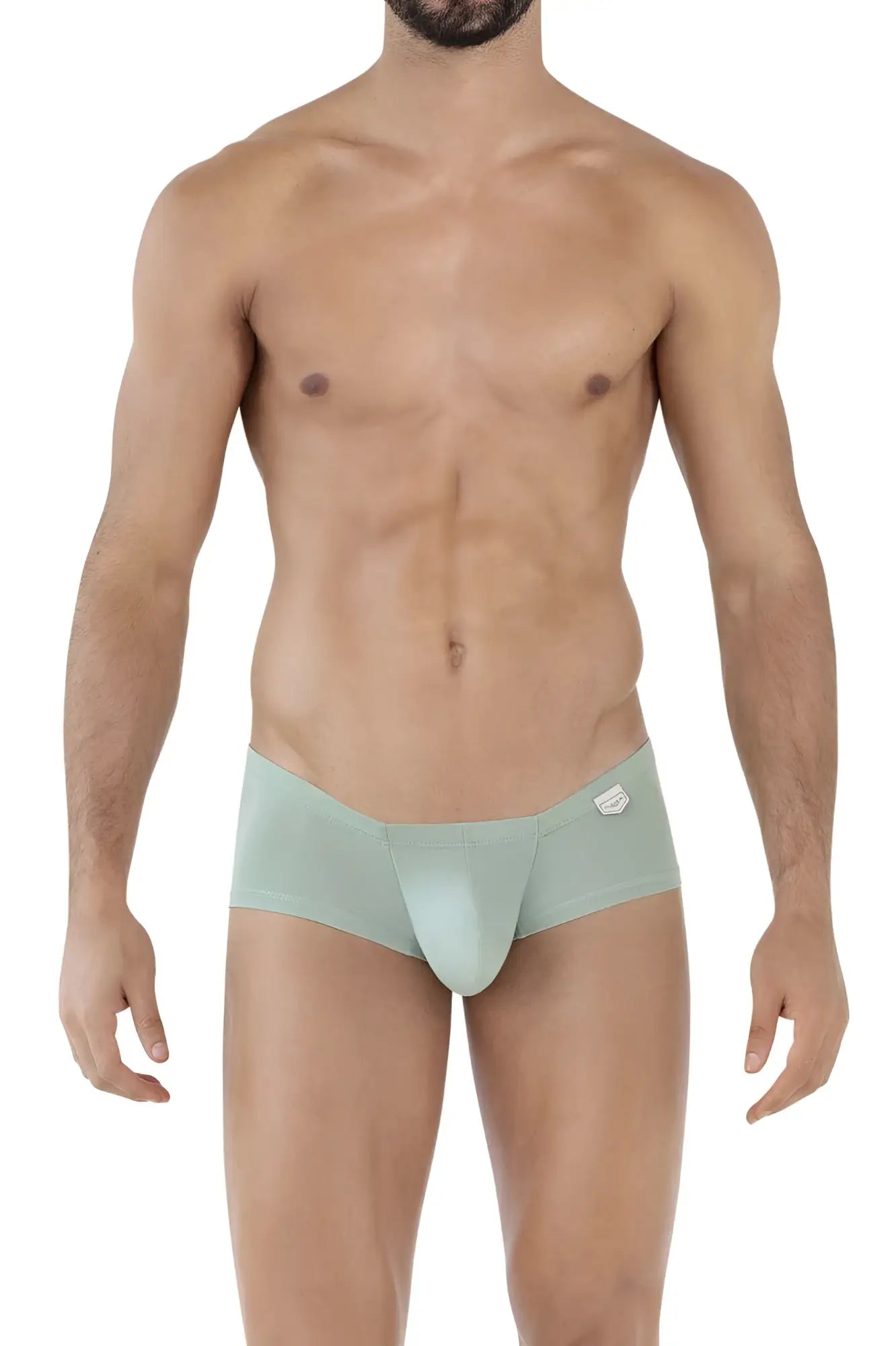 Light green seamless form-fitting men’s briefs with subtle brand logo on the waistband from clever 229934 3PK trunks
