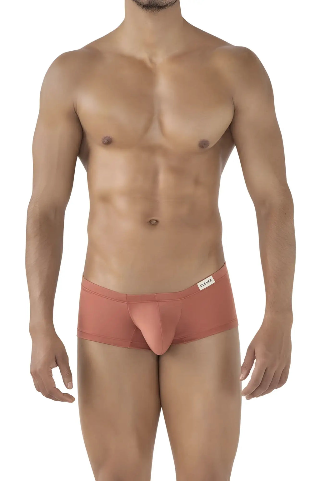 Cotton men’s rust-colored briefs with supportive pouch design and clever branded label from australian latin trunks 3pk