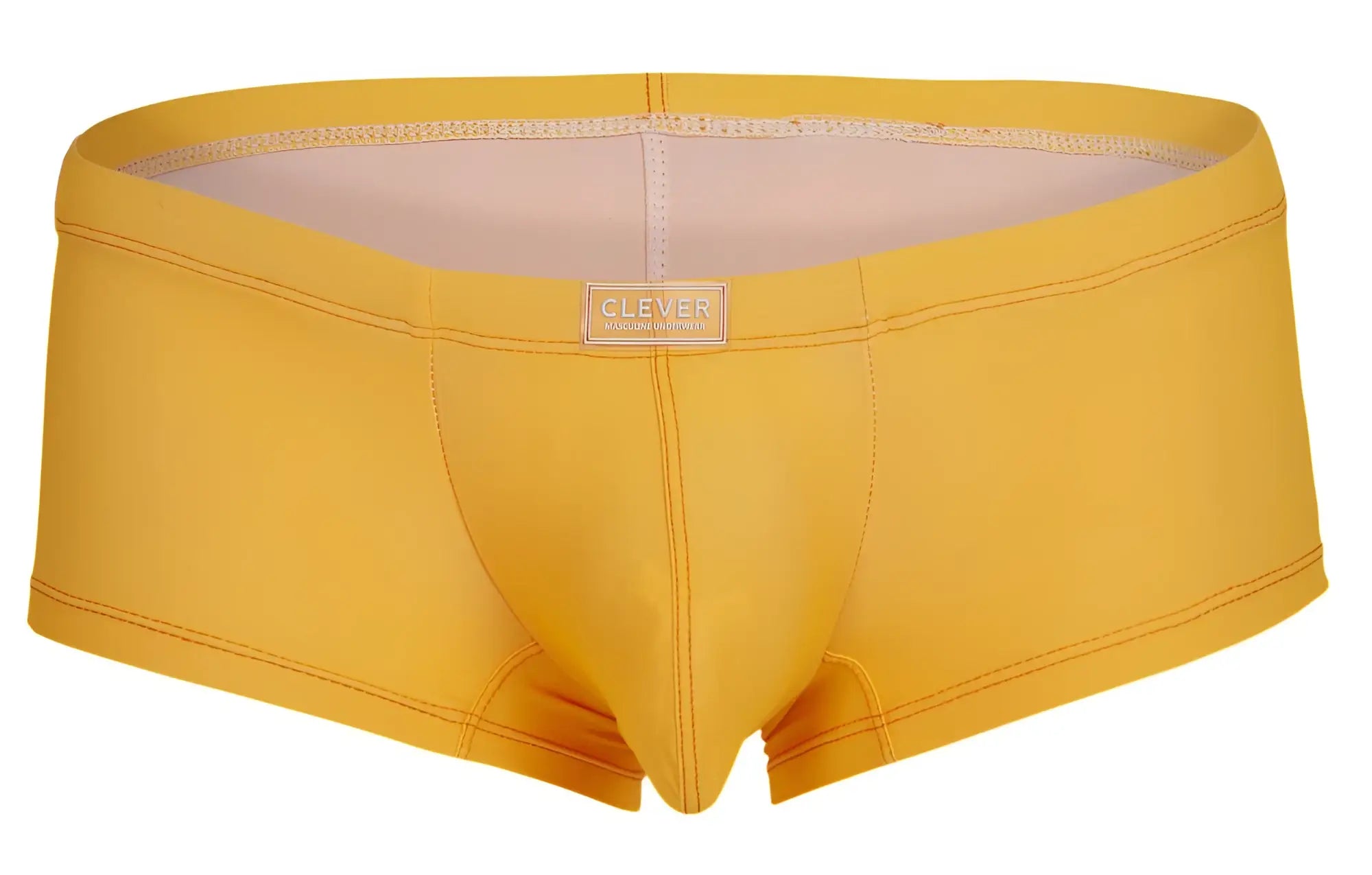 Bright yellow clever 229946 men’s briefs with a sleek form-fitting design and subtle clever brand label on waistband