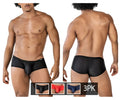 Black mesh briefs with perforated design and contoured cut from clever 229947 3pk australian latin trunks in black