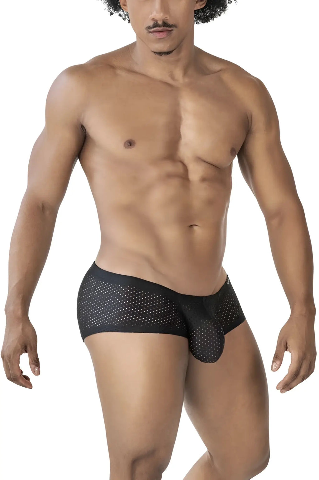 Black clever 229947 mesh briefs with perforated design and supportive pouch in a 3pk australian latin trunks set