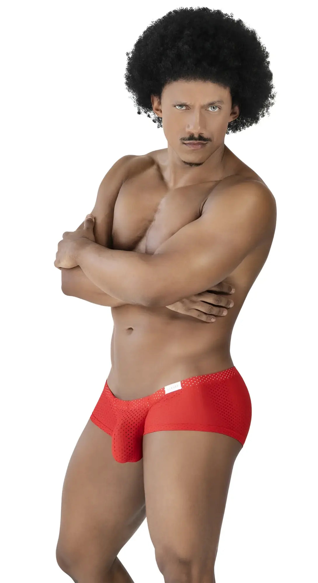Red mesh briefs with white waistband label from clever 229947 3pk australian latin trunks in red color