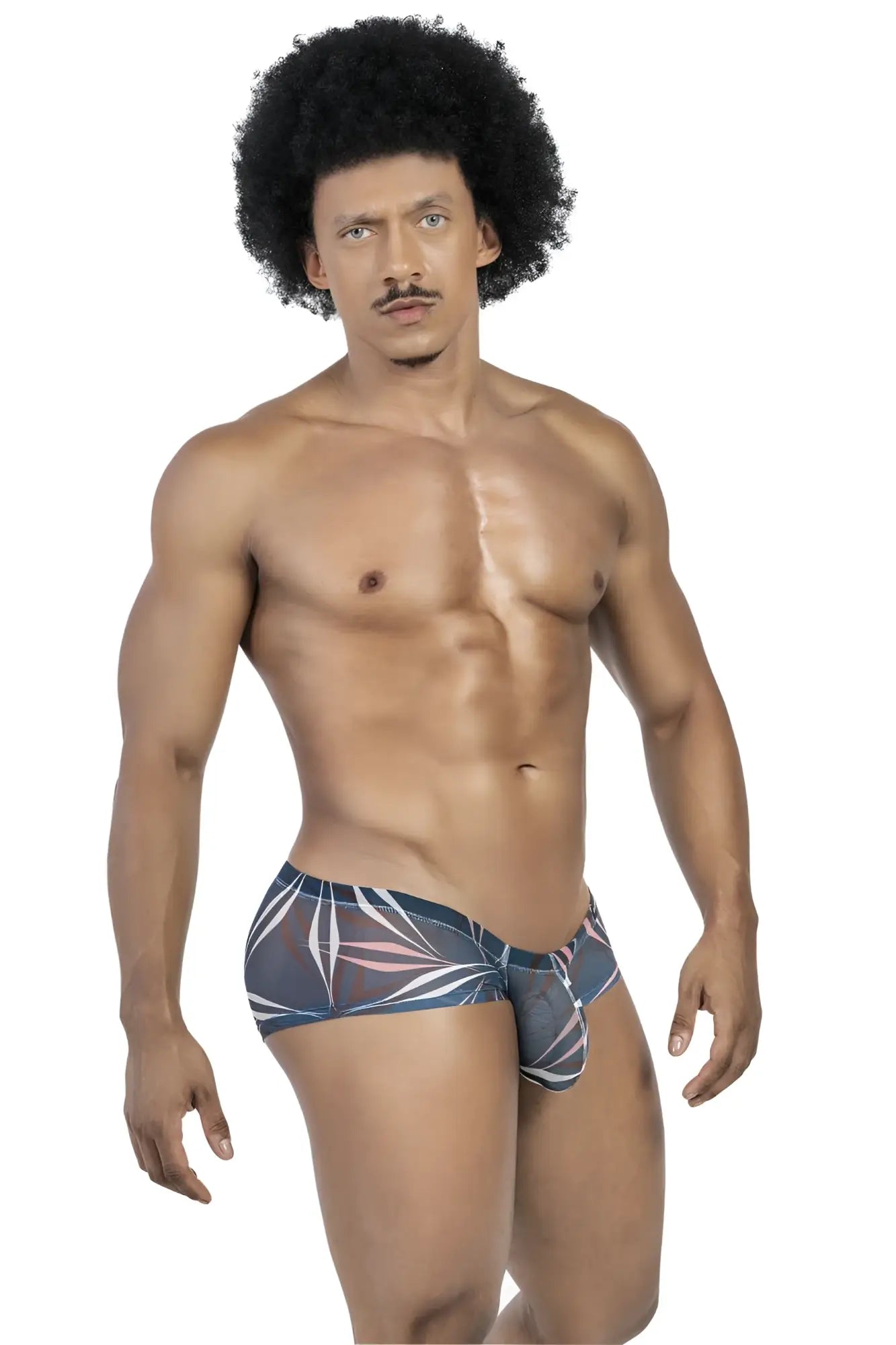 Men’s dark blue and pink tropical leaf patterned briefs from clever 229948 australian latin trunks 3pk in gray green blue