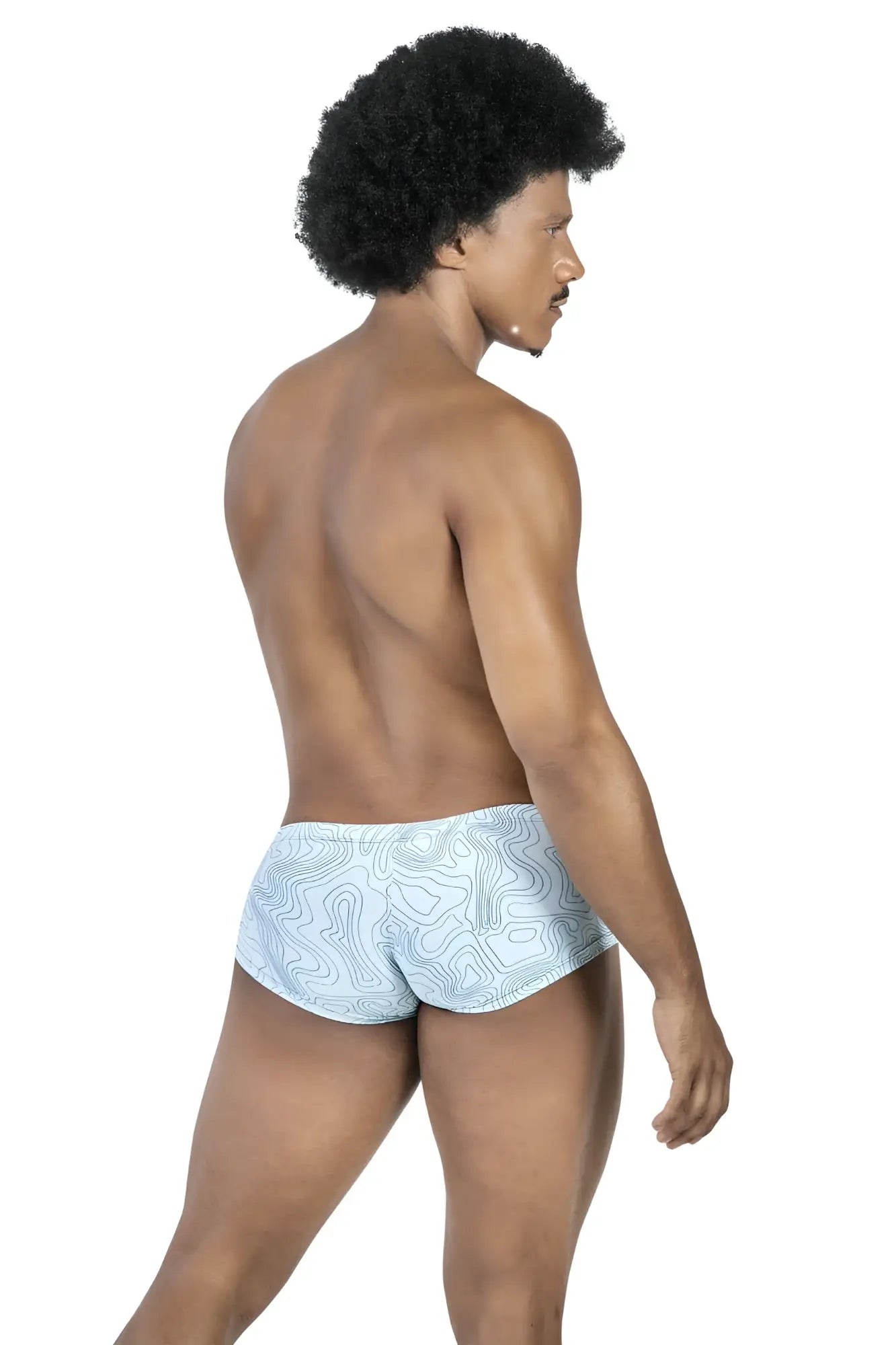 Light blue swim trunks with a subtle topographic map pattern from clever 229951 3pk australian latin trunks set