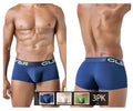 Blue men’s boxer briefs with a contrasting light green clever waistband from clever 229953 3pk australian latin trunks