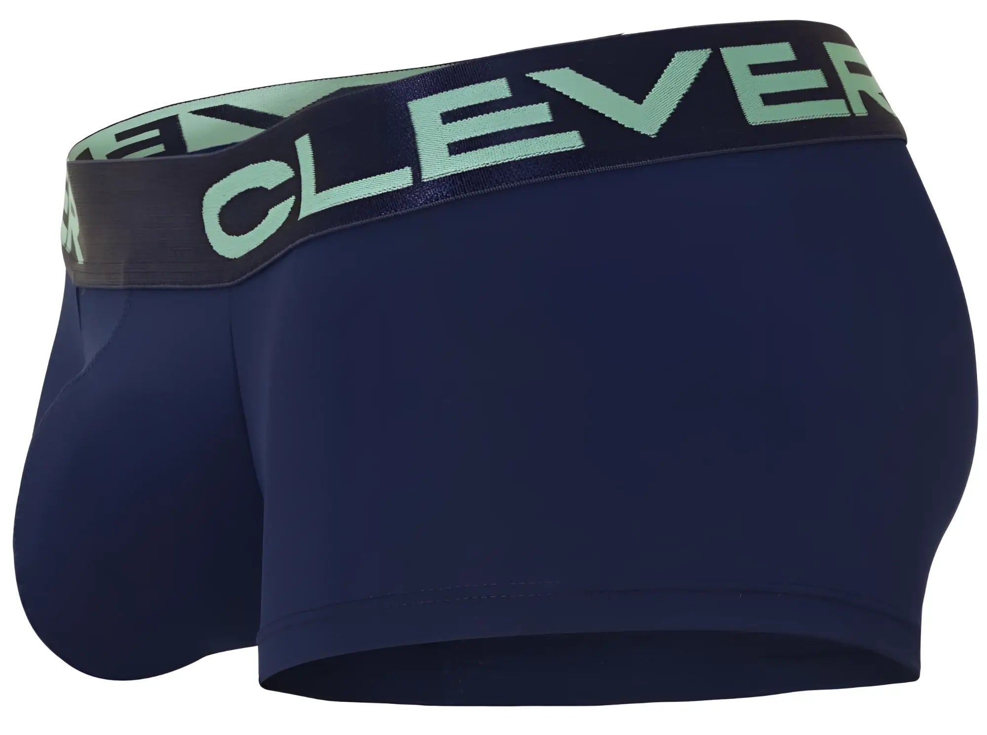 Navy blue clever boxer briefs with black waistband and light green lettering from clever 229953 3pk australian latin trunks