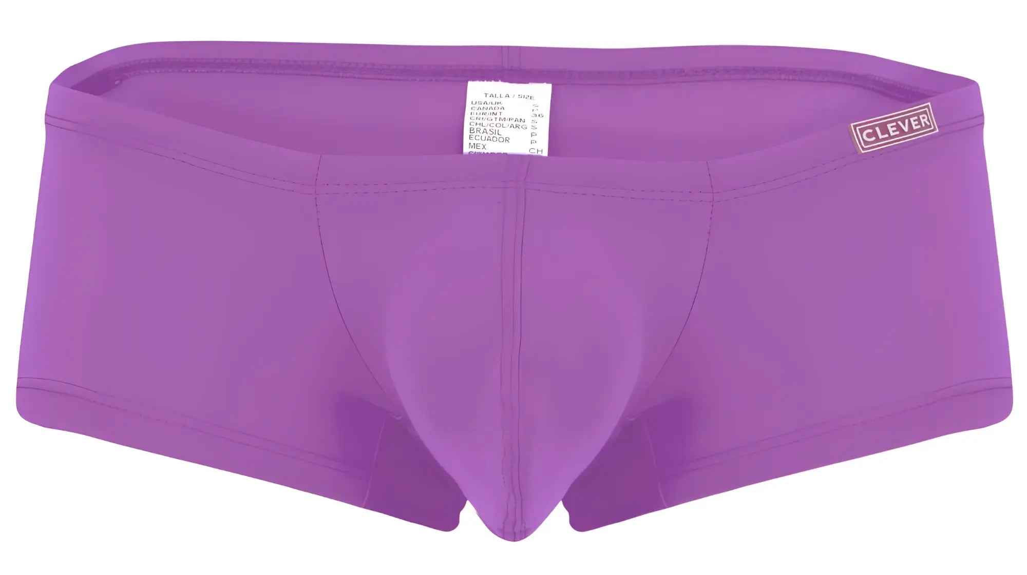 Purple men’s briefs with a clever brand label on the waistband from the multicolored Australian latin trunks 12pk