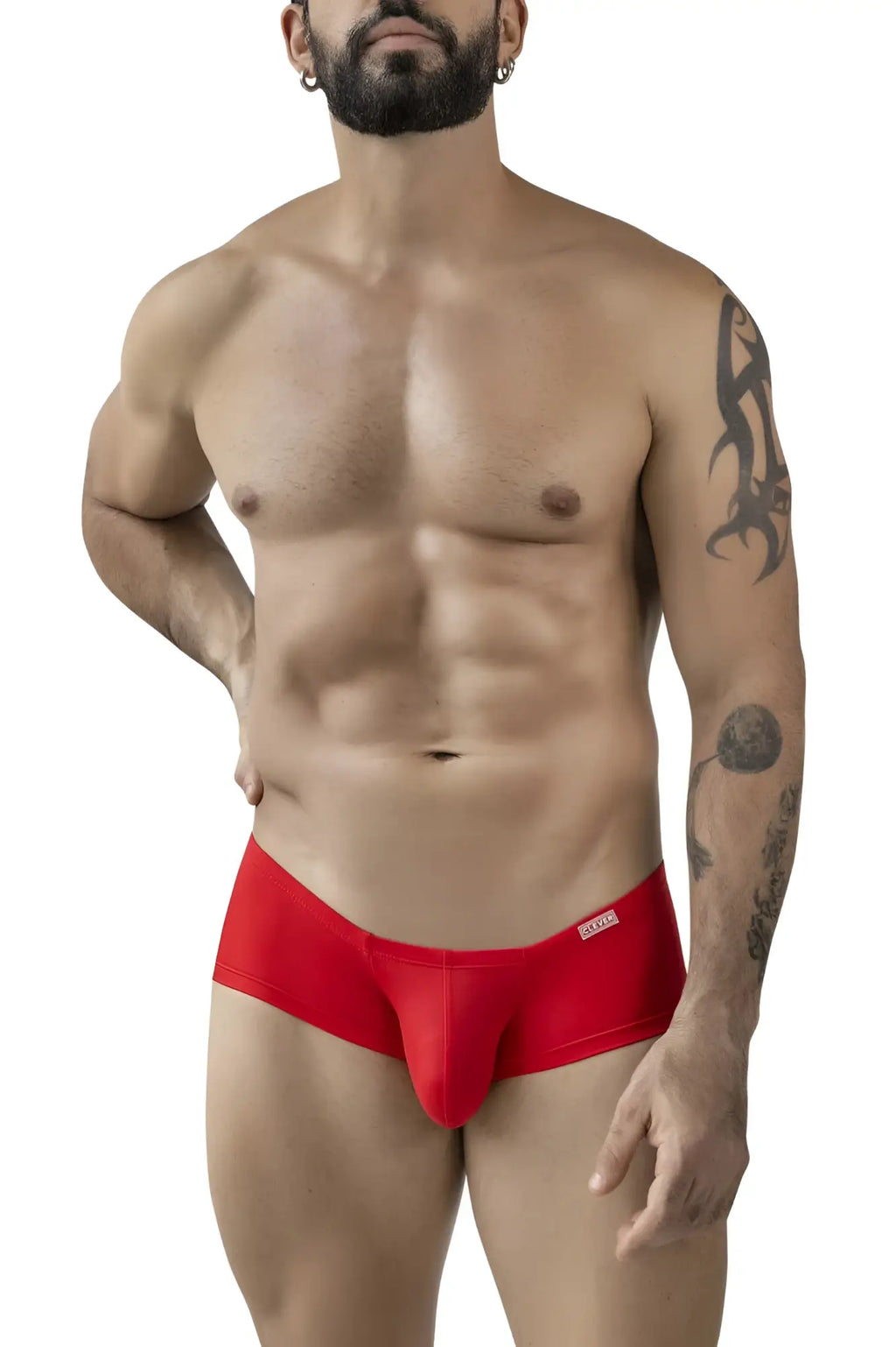 Red men’s briefs from clever 229956 12pk australian latin trunks with snug fit and small logo on waistband