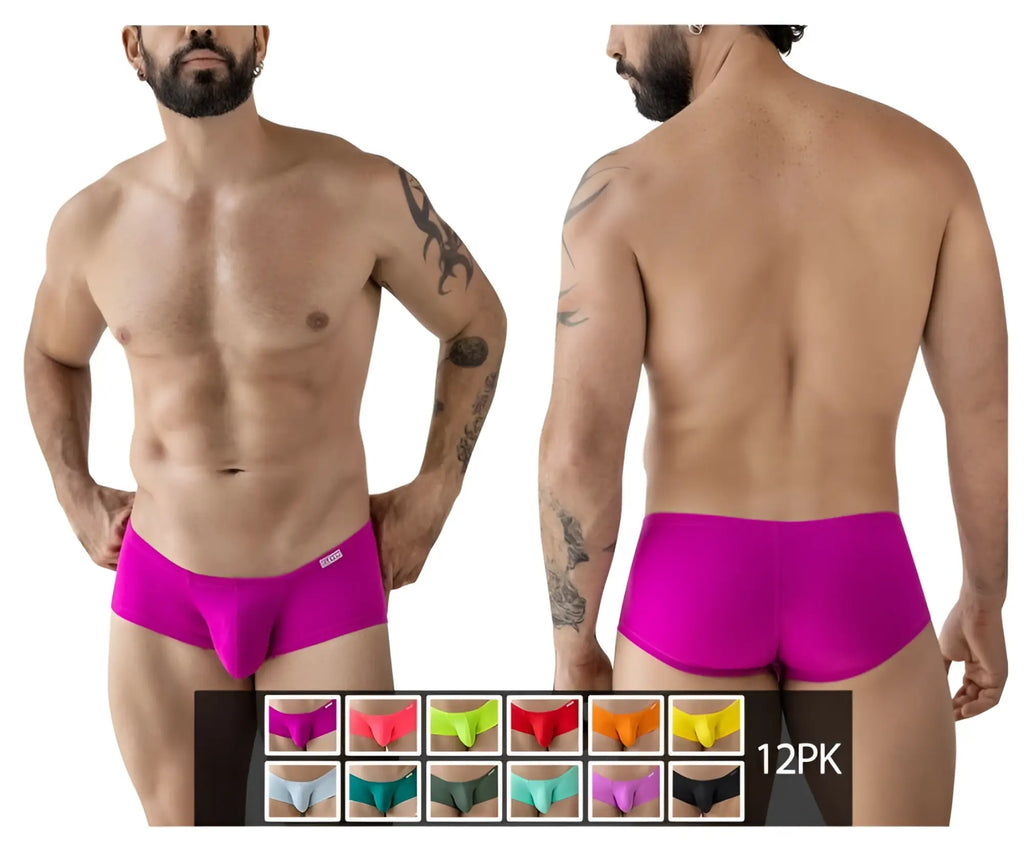 Vibrant magenta clever 229956 12pk australian latin trunks mens briefs with sleek fit and subtle waistband logo