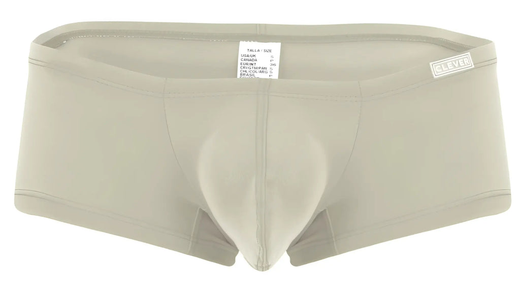 Beige cleved men’s briefs with smooth form-fitting design and reinforced seams from clever 229957 12pk trunk set