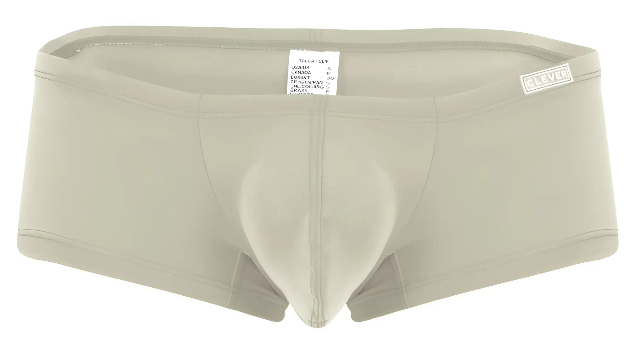 Beige cleved men’s briefs with smooth form-fitting design and reinforced seams from clever 229957 12pk trunk set