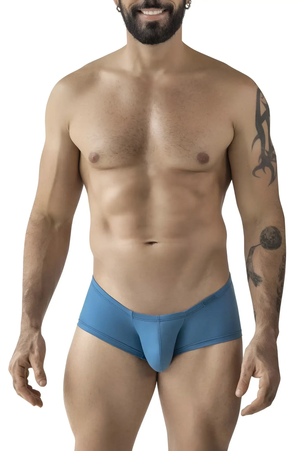Blue clever australian latin trunks with snug form-fitting design in multi-colored athletic briefs pack