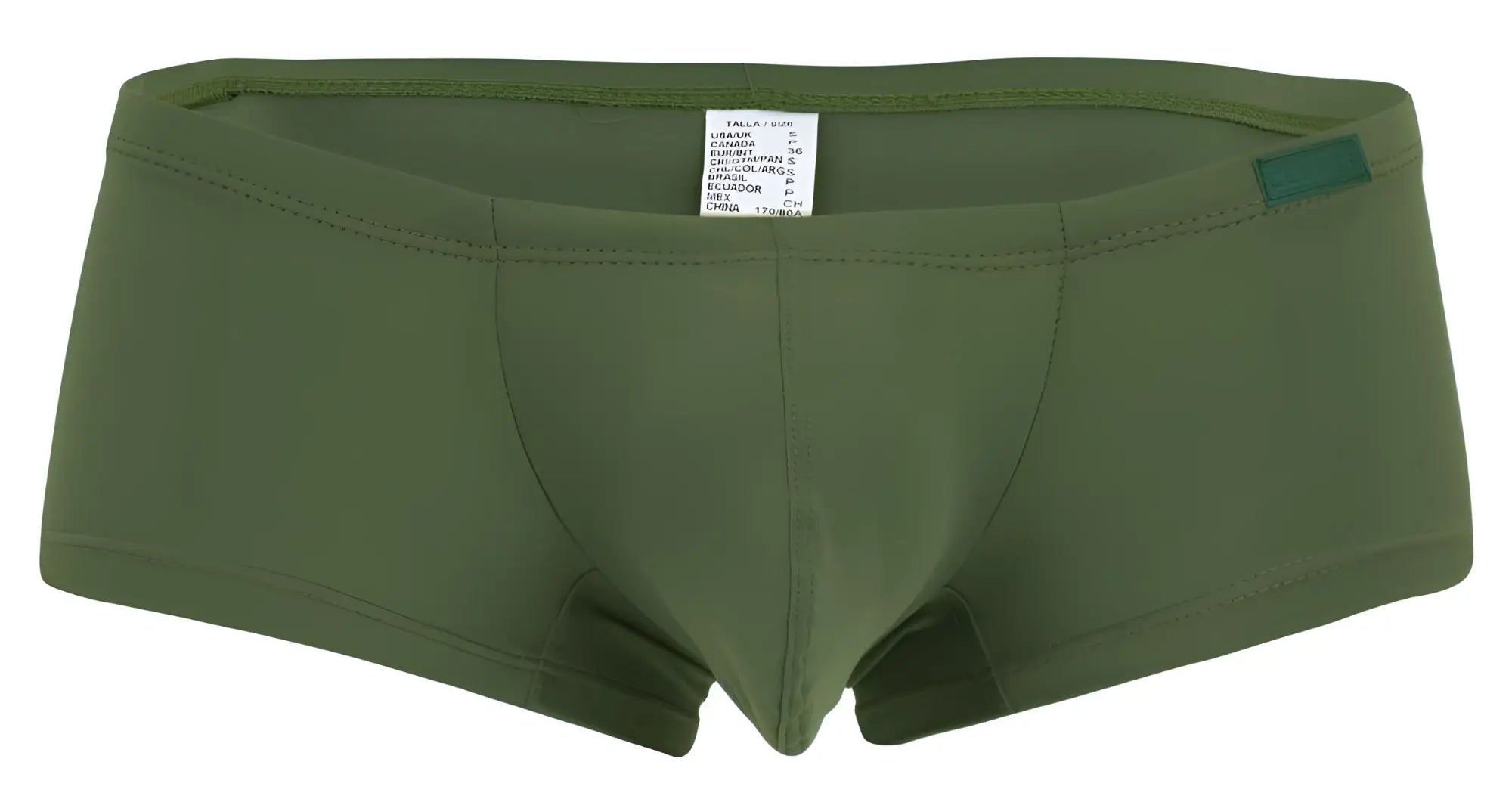 Olive green men’s briefs with smooth stretchy fabric and teal tag from clever 229957 12pk australian latin trunks multi-colored