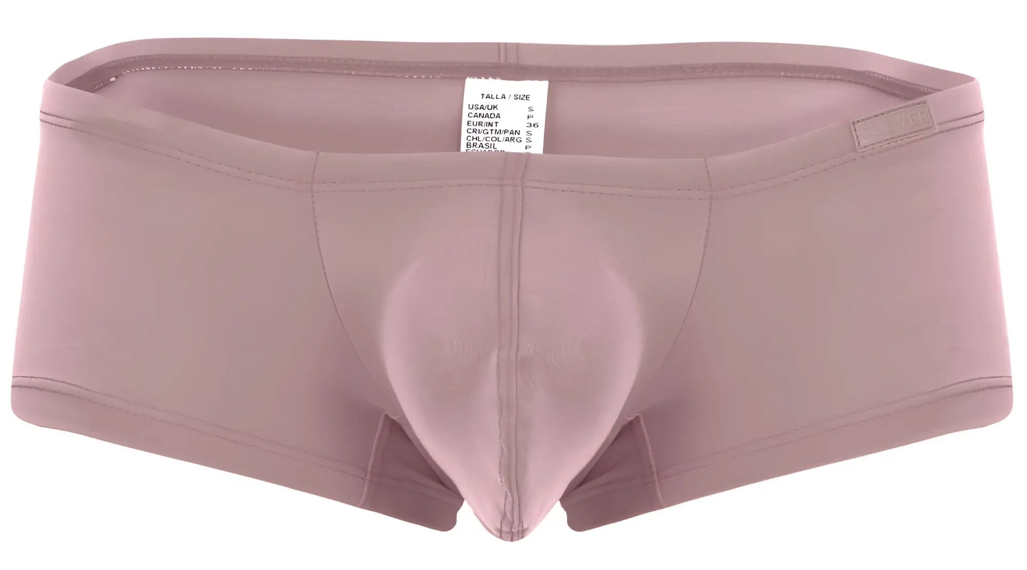 A soft mauve men’s brief with padded support and elastic waistband from clever 229957 12pk australian latin trunks