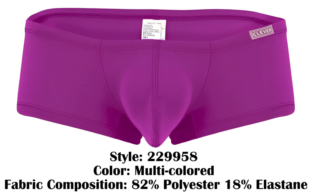 Purple clever 229958 3pk australian latin trunks men’s briefs with supportive contoured design and clever waistband label