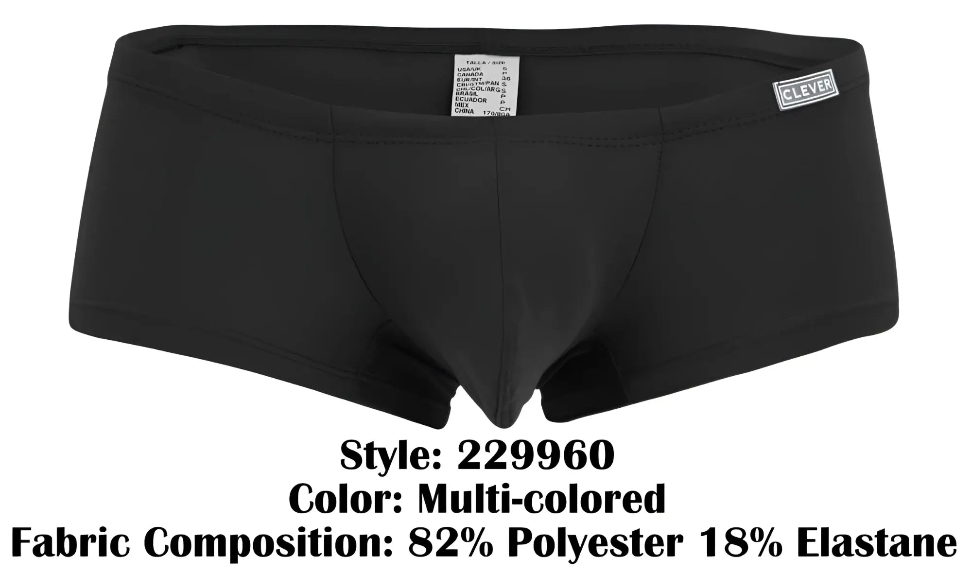 Multicolored clever 229960 australian latin trunks 3pk black men’s briefs with sleek form-fitting design and subtle brand label