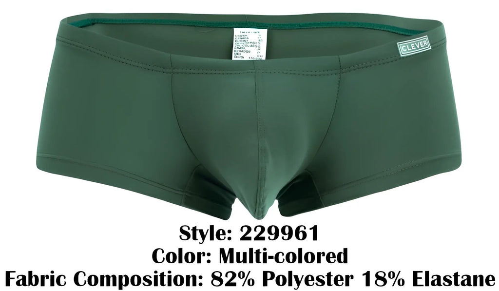 Dark green mens briefs from clever 229961 3pk australian latin trunks with smooth stretchy fabric and subtle waistband label