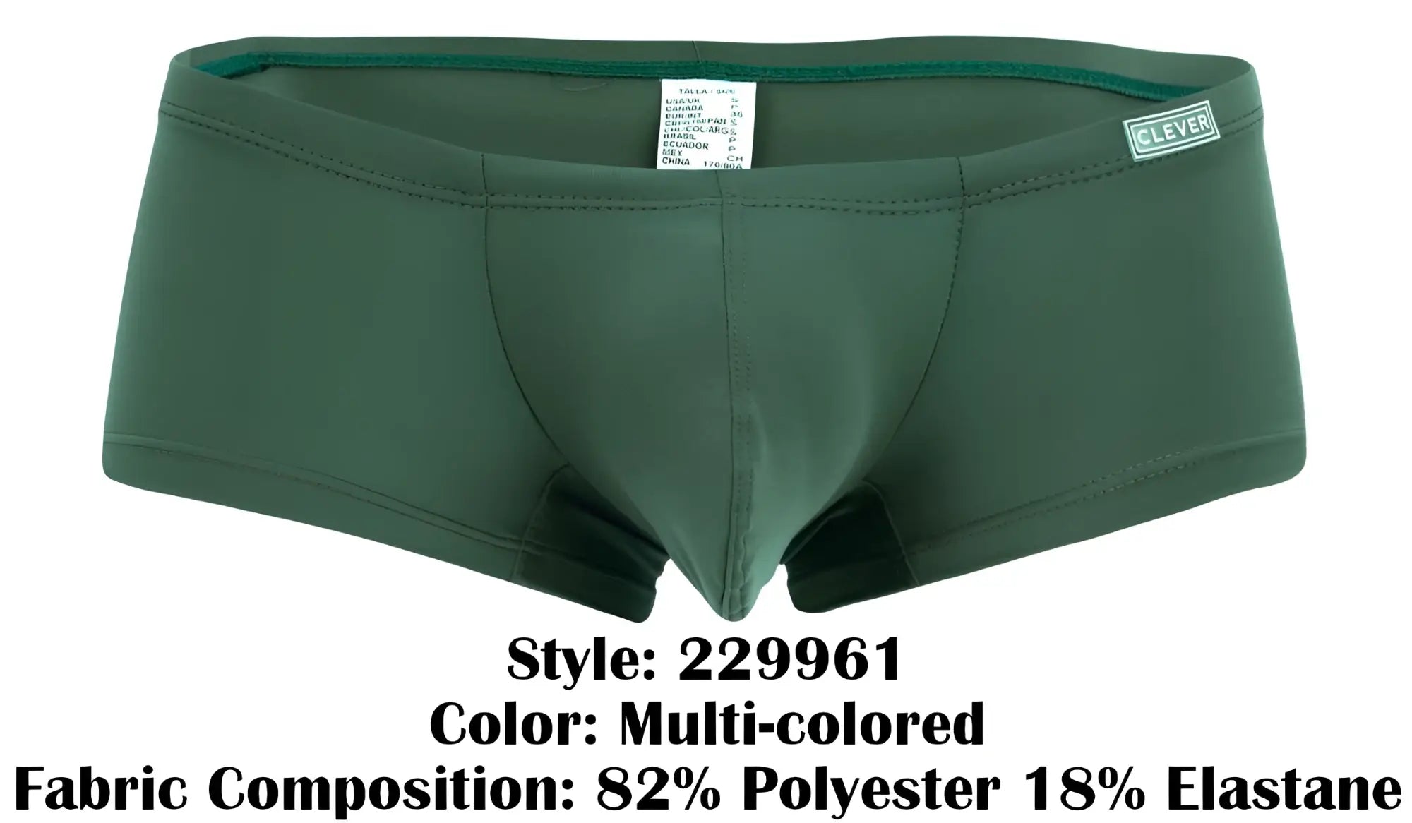 Dark green mens briefs from clever 229961 3pk australian latin trunks with smooth stretchy fabric and subtle waistband label