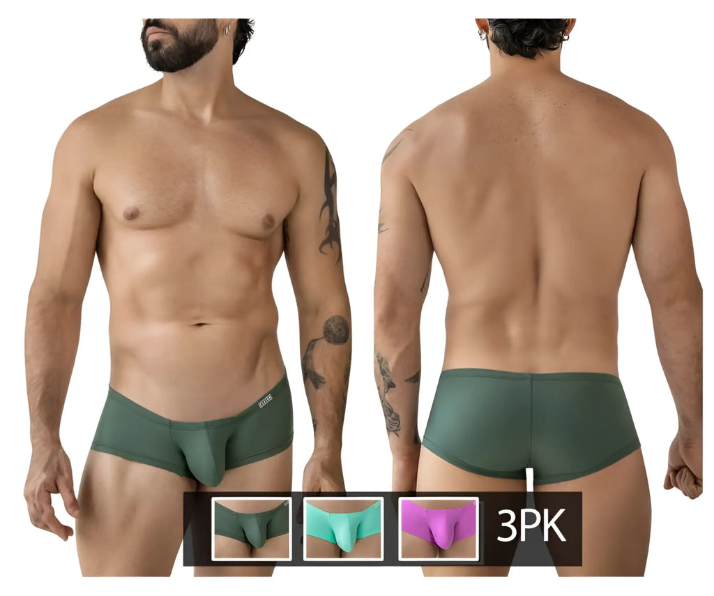 Men’s clever 229961 dark green seamless form-fitting briefs from 3PK Australian Latin trunks multi-colored set