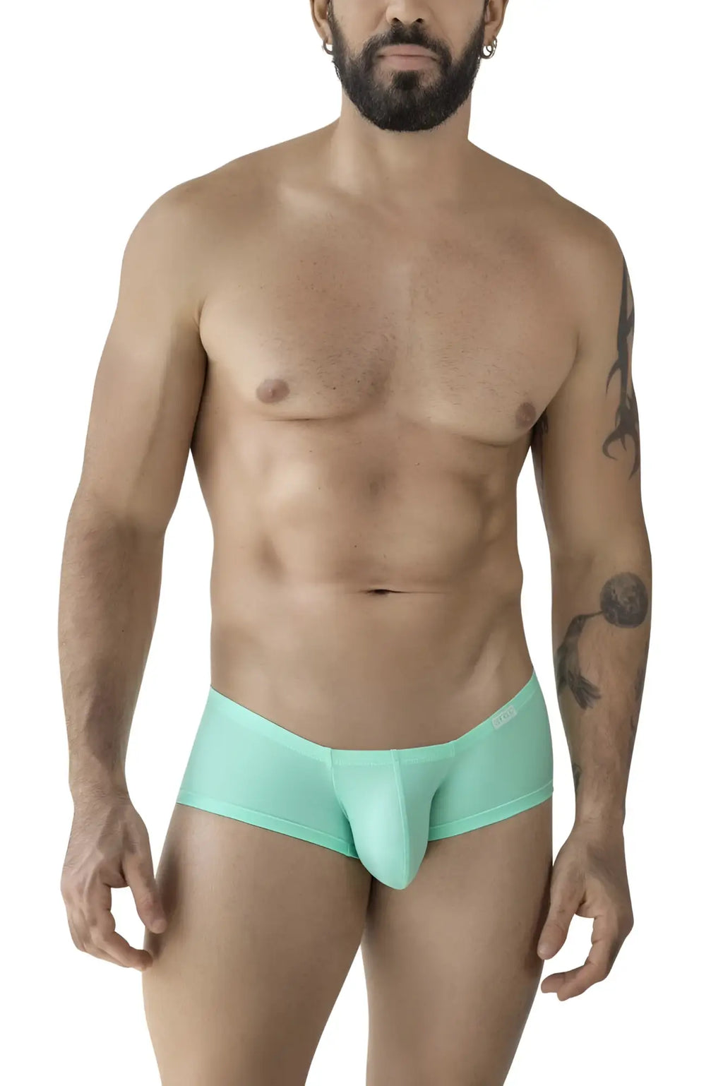 Mint green men’s briefs with smooth form-fitting design from clever 229961 3pk australian latin trunks multi-colored pack