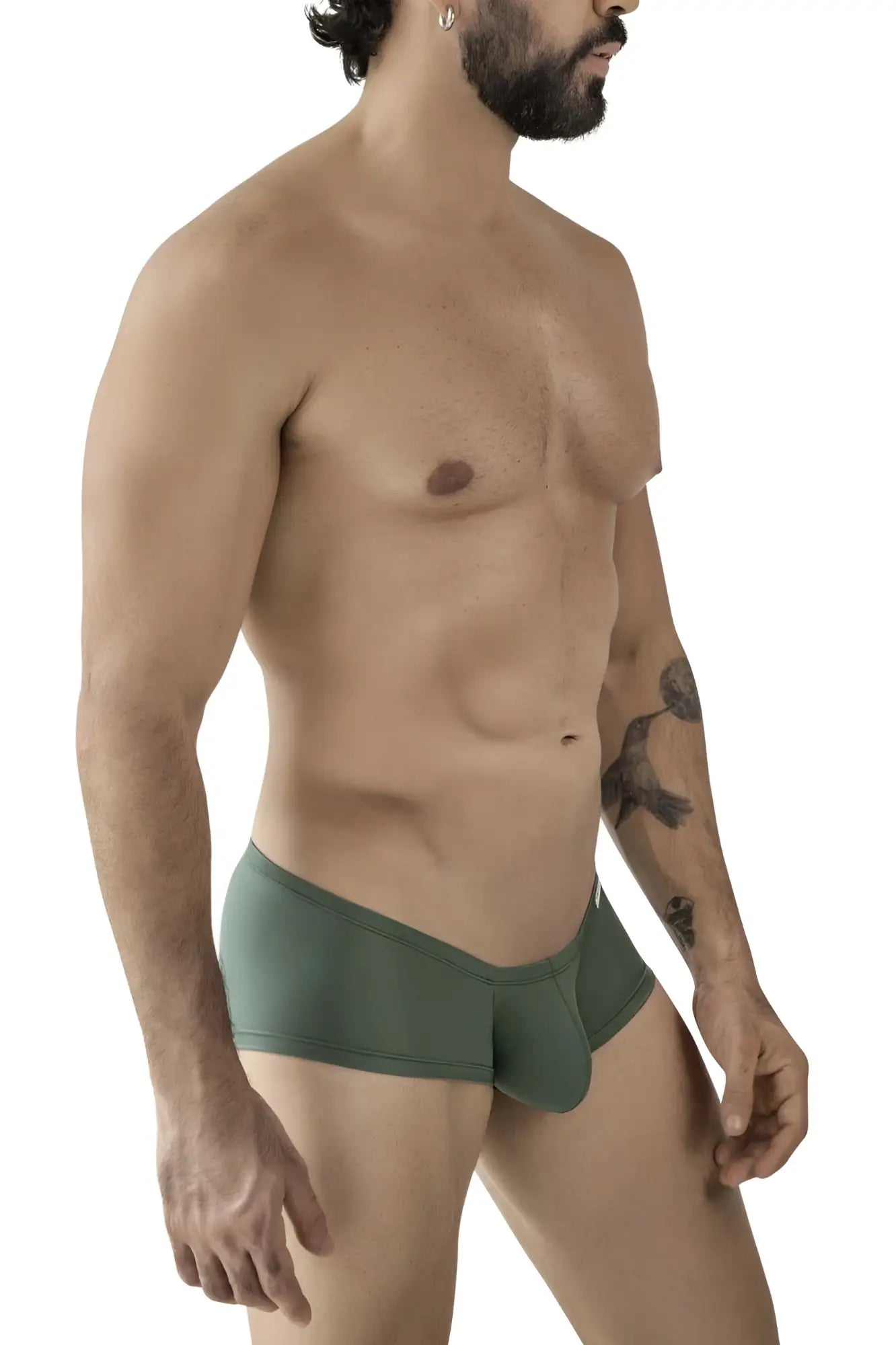 Olive green clever 229961 australian latin trunk brief with contoured design and smooth stretchy fabric in multi-colored pack