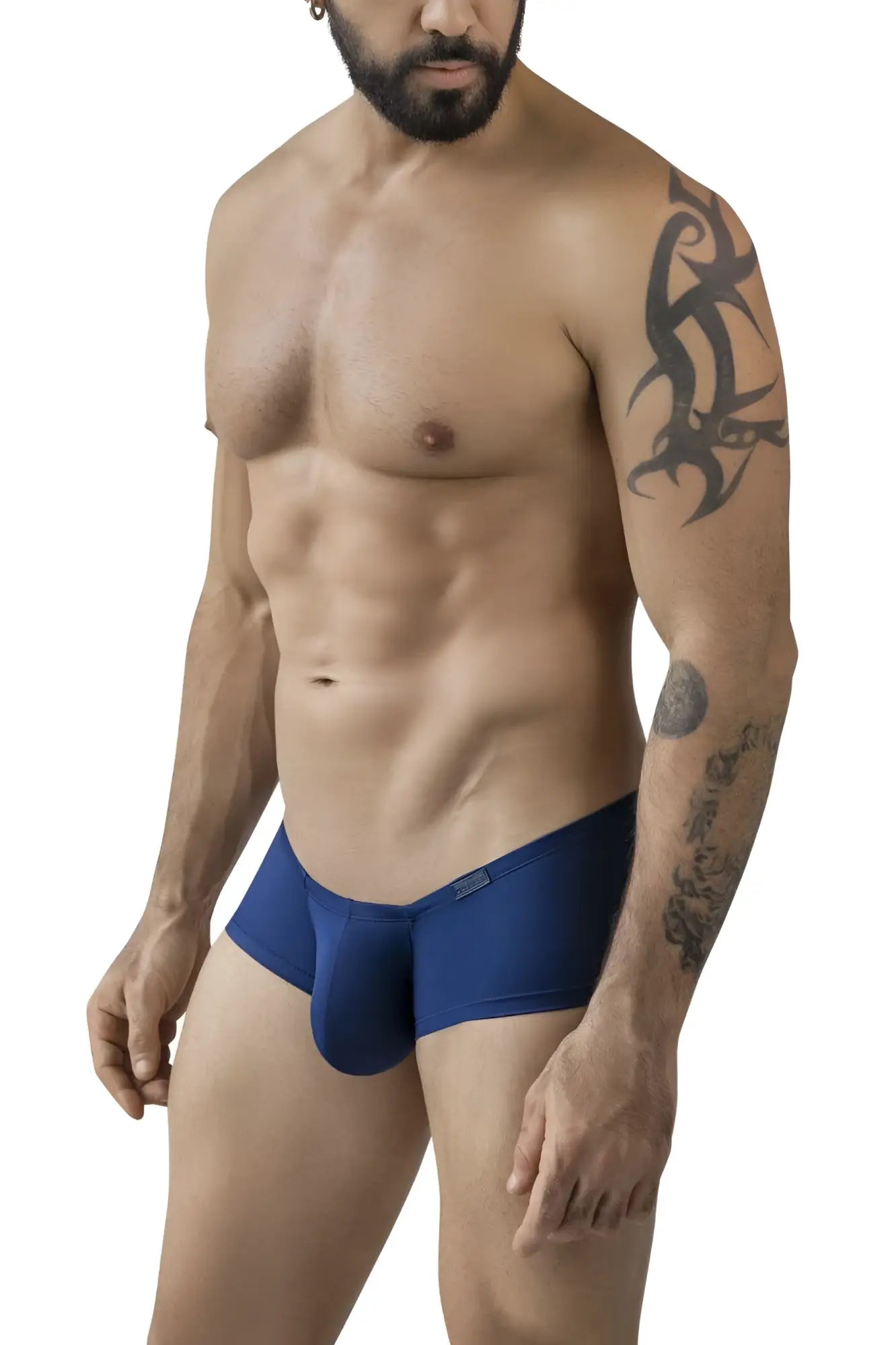 Men’s navy blue athletic briefs with a snug fit and contoured design from clever 229962 3pk australian latin trunks multi-colored