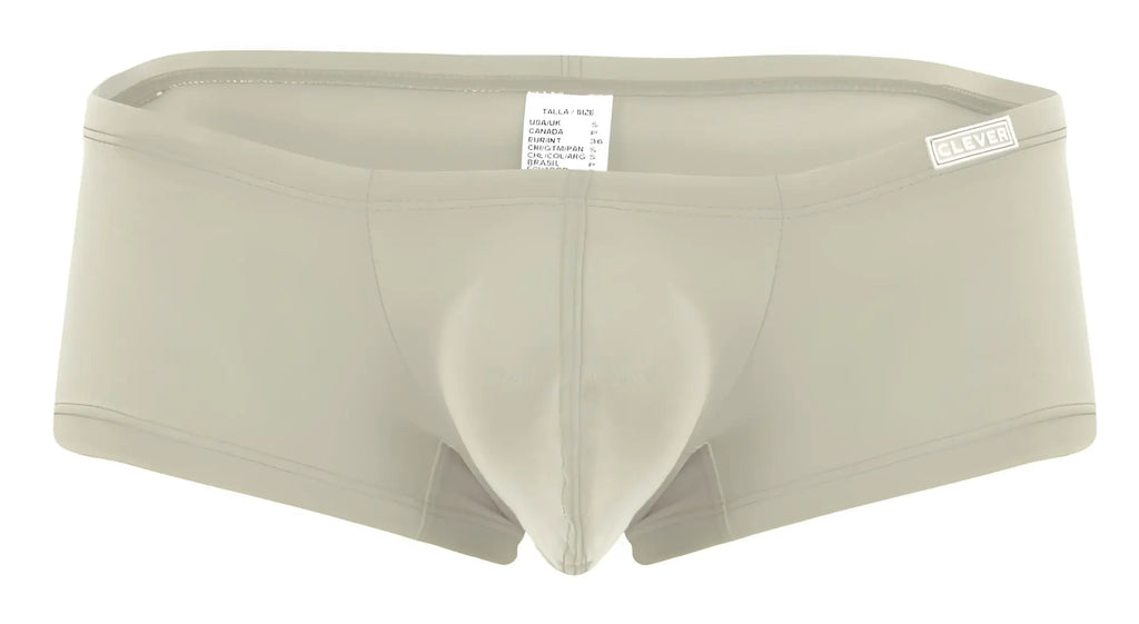 Beige clever 229963 men’s briefs with supportive pouch and clever waistband label in multi-colored 3pk trunks pack