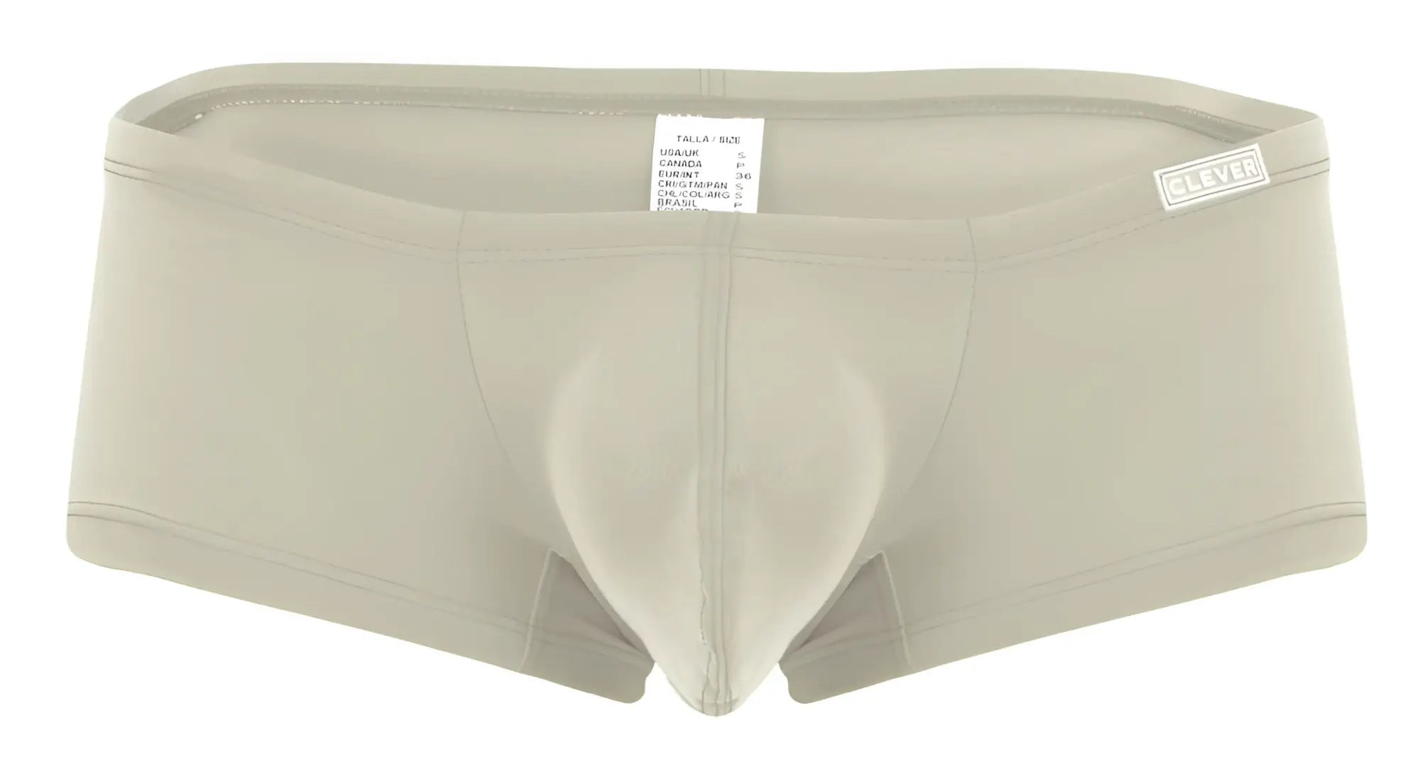 Beige clever 229963 men’s briefs with supportive pouch and clever waistband label in multi-colored 3pk trunks pack
