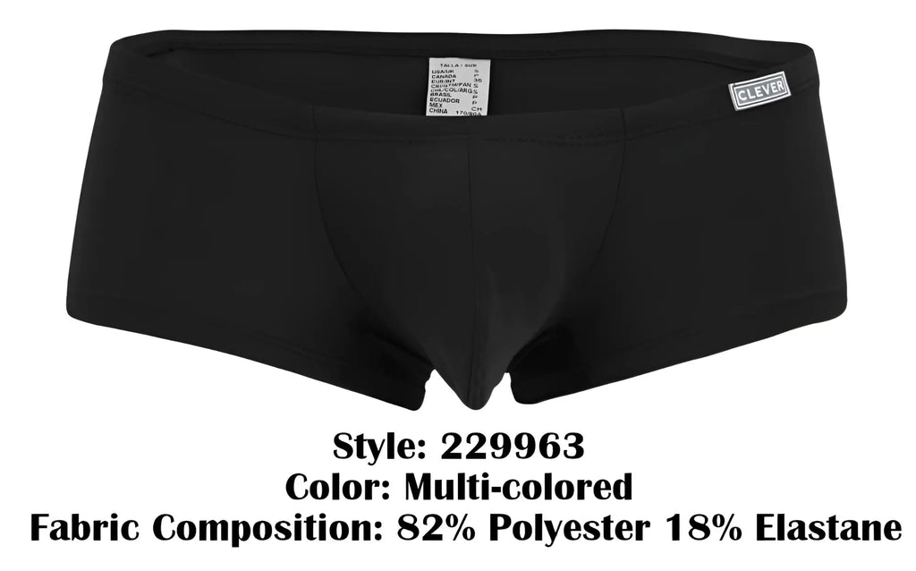 Black men’s briefs clever 229963 3pk australian latin trunks multi-colored with sleek form-fitting design and waistband label