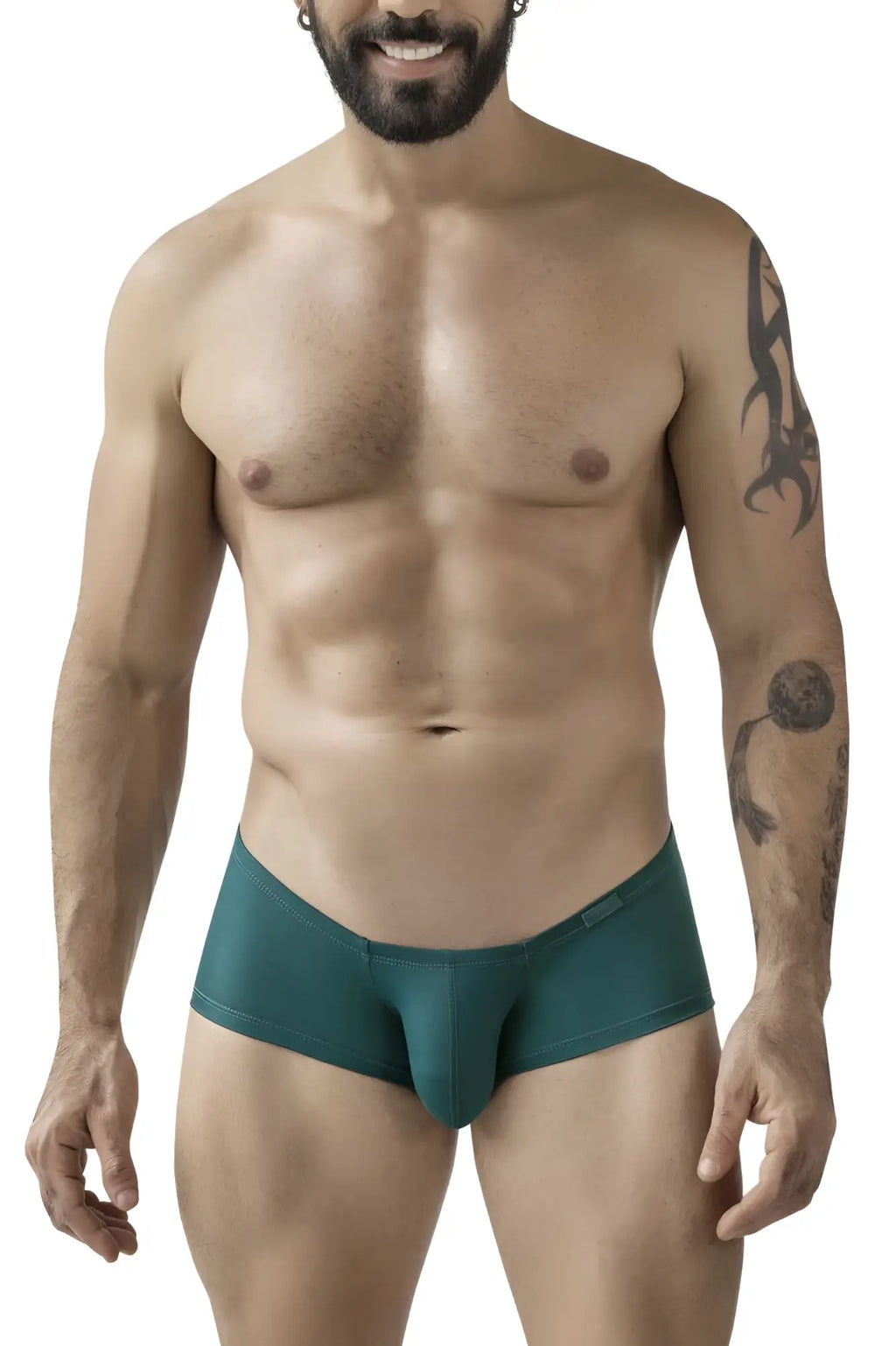 Teal-colored form-fitting men’s briefs with smooth fabric finish from clever 229963 3pk australian latin trunks multi-colored set