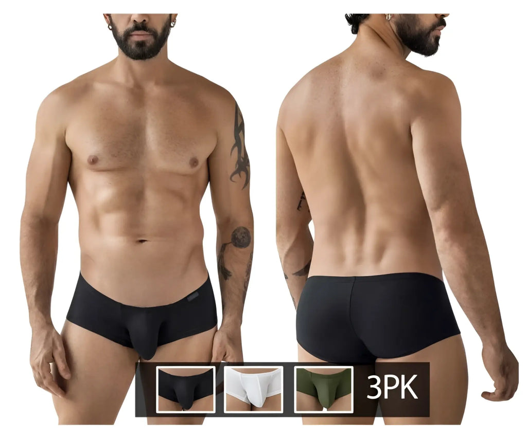Clever 229964 3pk australian latin trunks black men’s briefs with smooth form-fitting design in multi-colored fabric