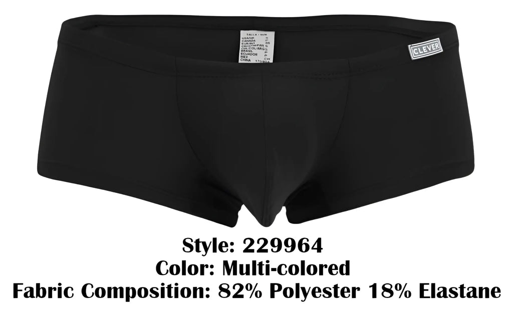 Black men’s briefs clever 229964 3pk australian latin trunks multi-colored with sleek form-fitting design and waistband label
